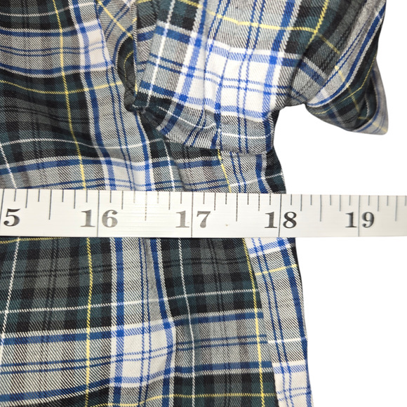 J Crew Womens XS Plaid Button Up Shirt Sequins Green Blue Round Hem Lace Casual - Picture 8 of 11